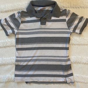 Arizona jeans polo shirt gray white striped boys 8